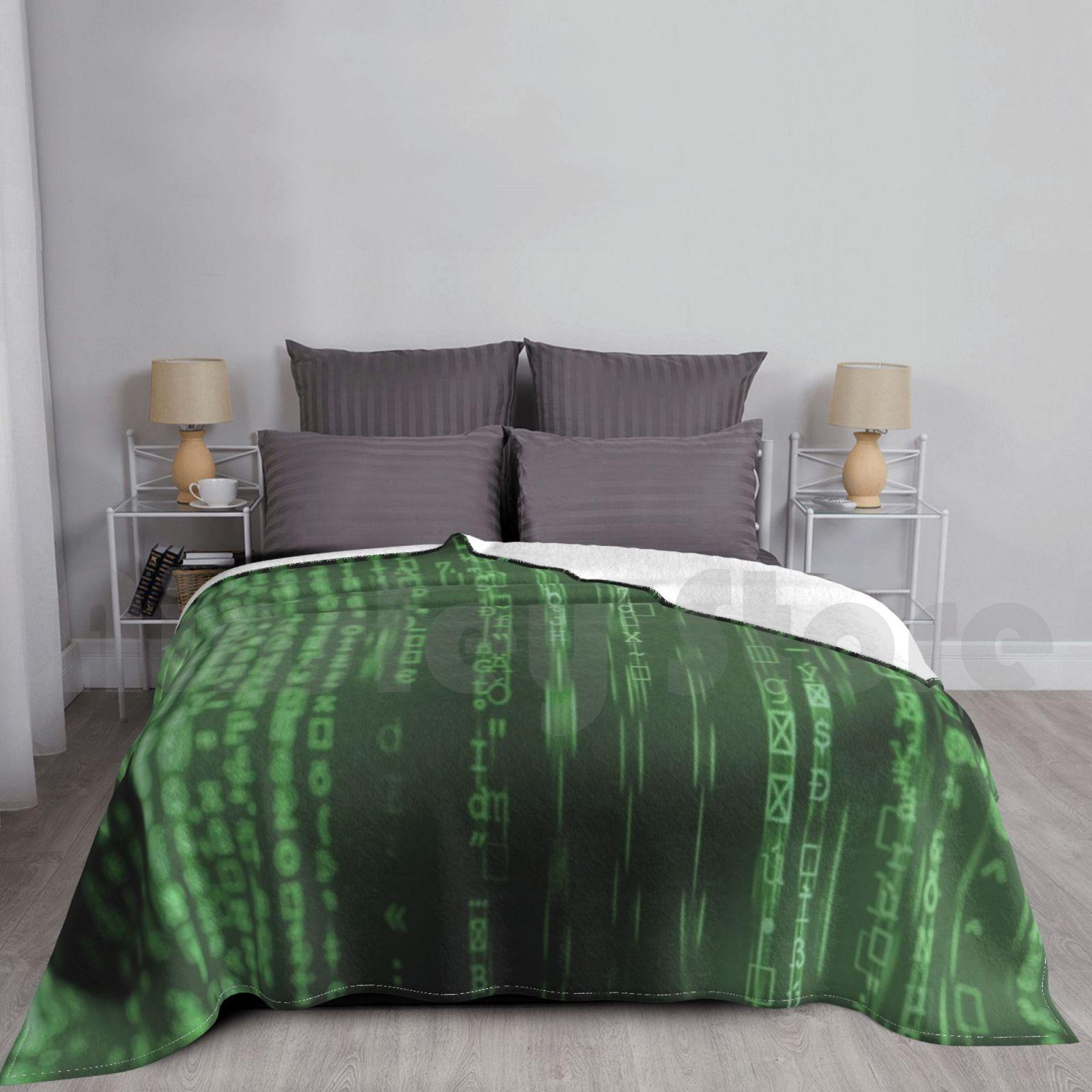 Hacker Blanket For Sofa Bed Travel Hacker Computer Spirit Cyber Code Privacy Policy Software Security Size: 75*100cm, Weight: 230 GSM