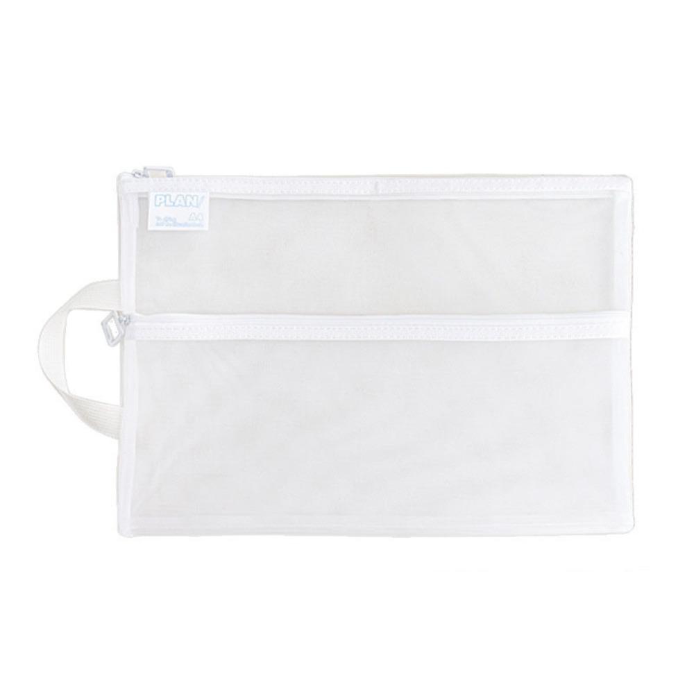 

Solid Color Mesh Zipper Pouch Transparent File Folder Bag INS Test Paper Storage Bag Students белый