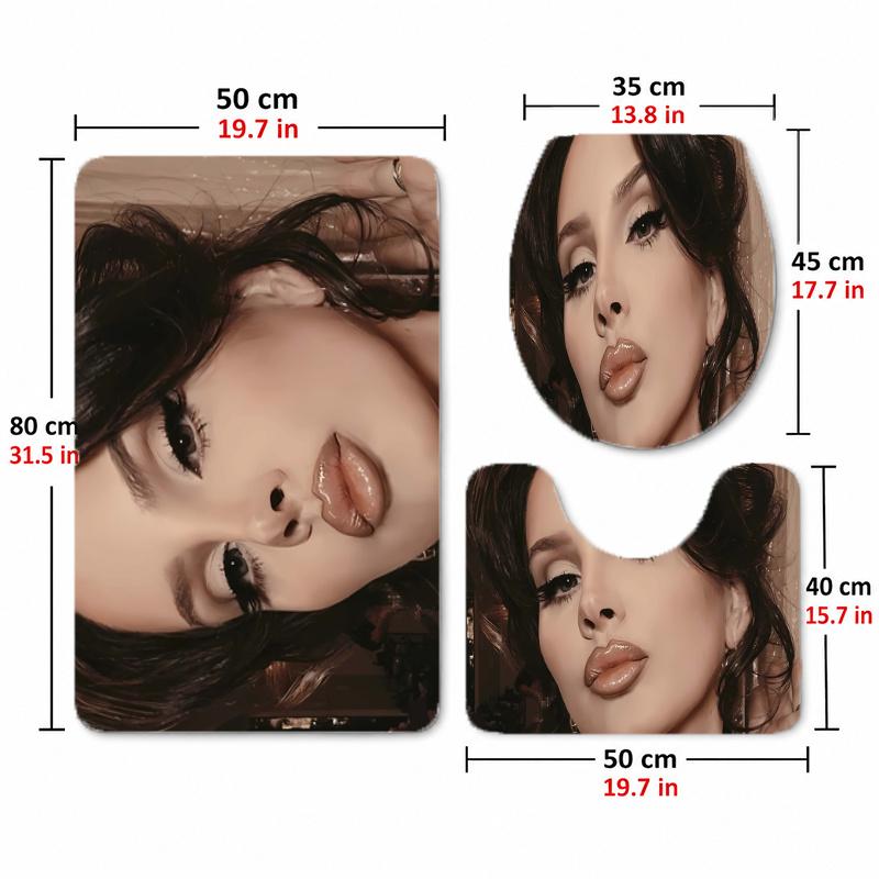 Lana Del Rey (15)Flannel Toilet 3 Piece Set Soft Bathroom Rug Non-Slip Toilet Seat Cover Bathroom Home Decor