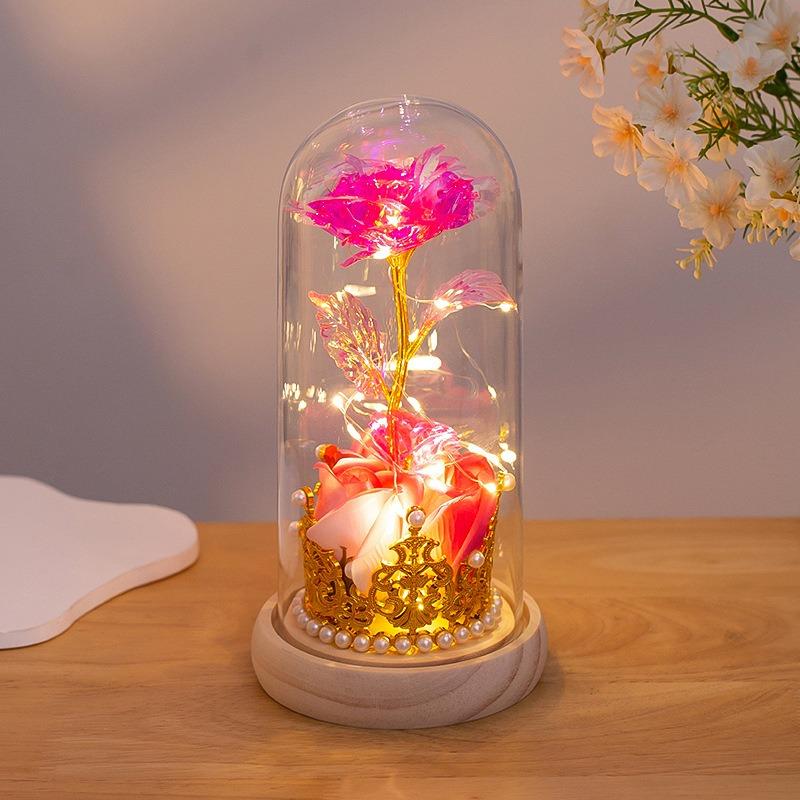 Led Rose Decoration Light Exquisite Desktop Decorative Light Valentine'S Day Gift Lamp High Fidelity Artificial Flower Ornament