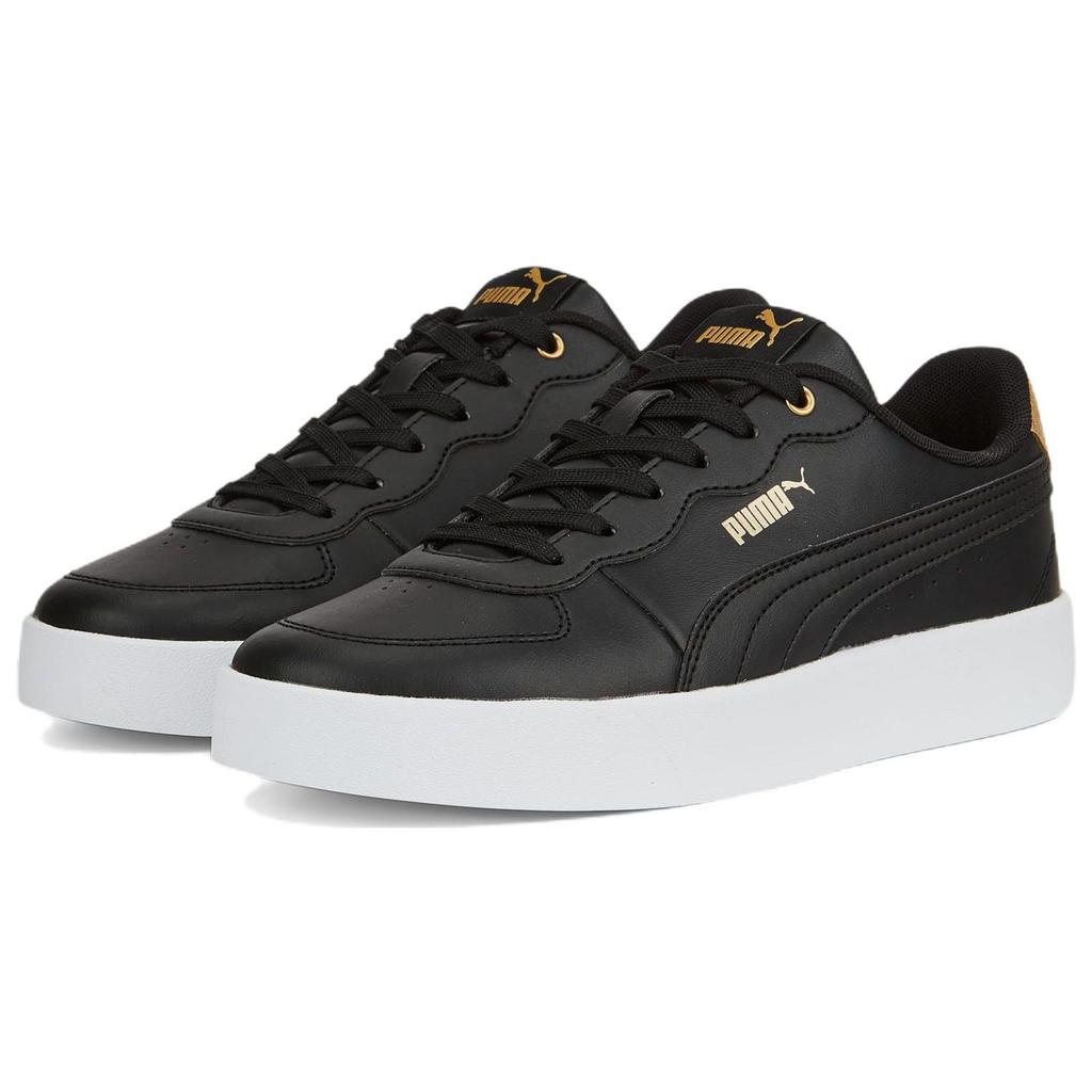 Puma Skye Clean Casual Comfortable Durable Low-Top Sneakers Women Sneakers Black White Gold 386666-01