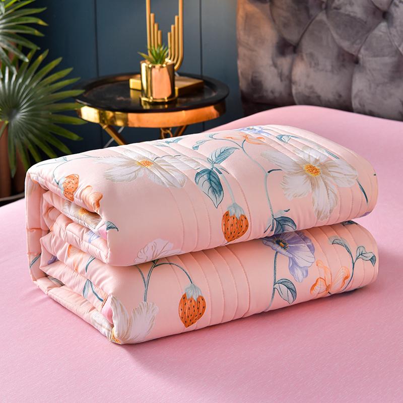 Flowers Printed Summer Quilted Quilt Floral Style Lightweight Air-conditioning Thin Comforter Soft Breathable Blanket Washable