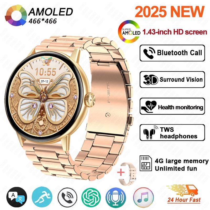 2026 New 4GB large Memory Man Woman Smartwatch 3D Surround Vision Built-in App AI Voice Assistant Music TWS Headphone Smartwatch