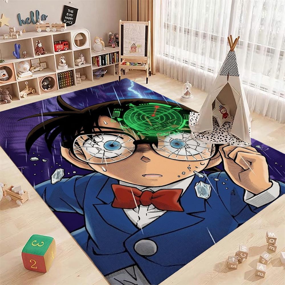Detective Conan Mystery Adventure Theme Rug Absorbent Nonslip Carpet For Living Room Coffee Table Home Party Decor Gift For Friends