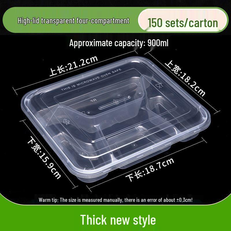 Thickened Disposable Bento Box with Five Compartments