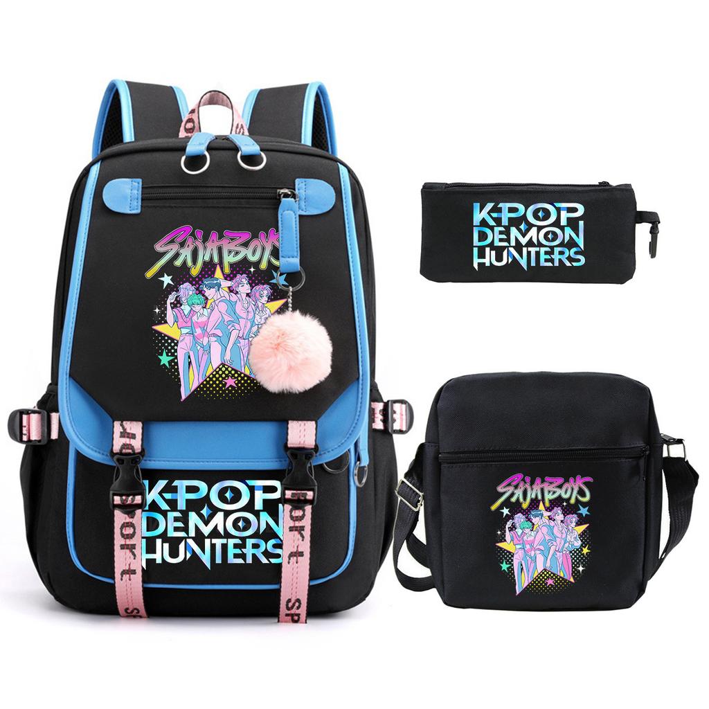 Witch Hunters Kpopdemonhunters Student School Bag Shoulder Bag Casual Pencil Bag Three-Piece Set