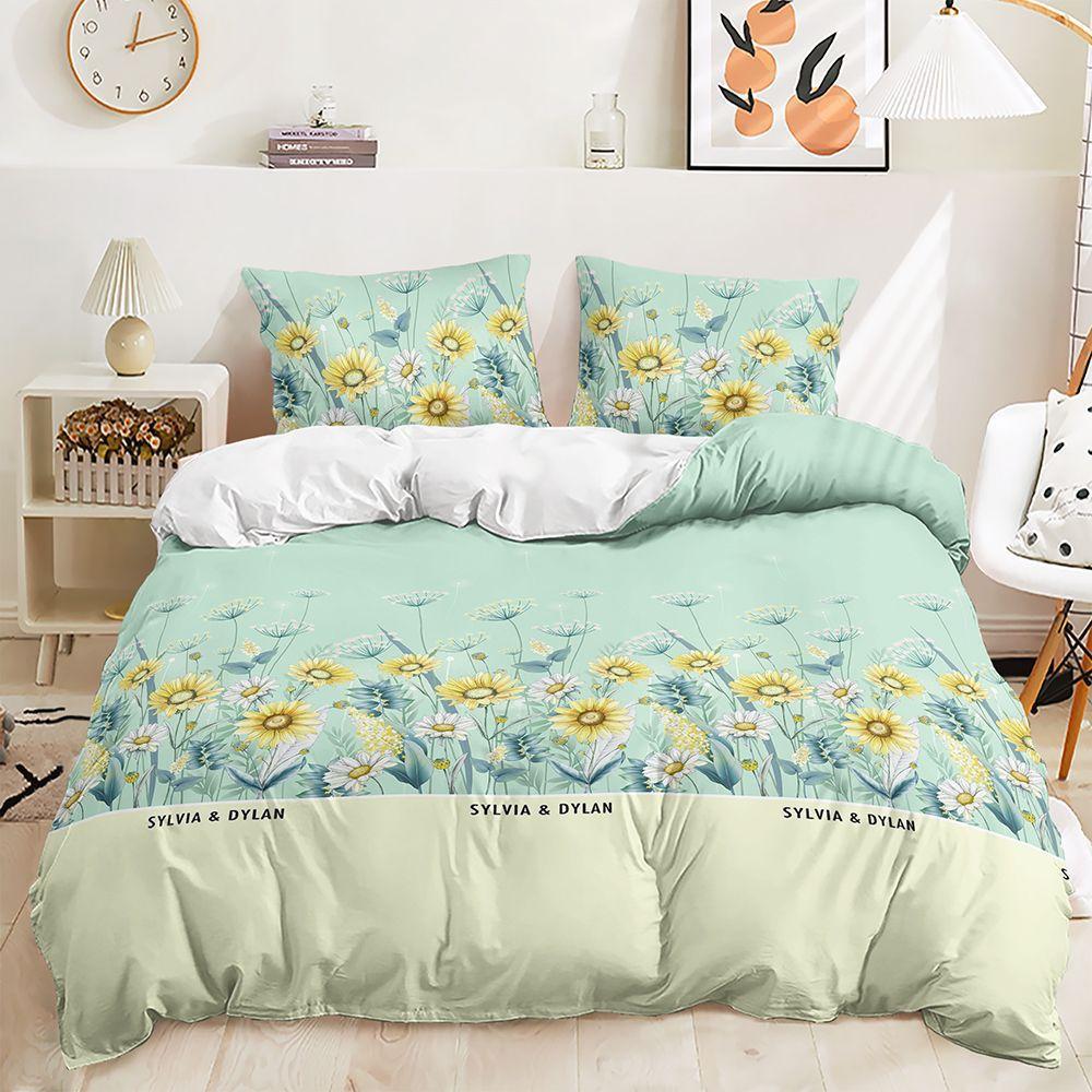 Quilt Cover Idyllic Sunflower Bed Cover Pillowcase Digital Printing Bedding Three-Piece Set