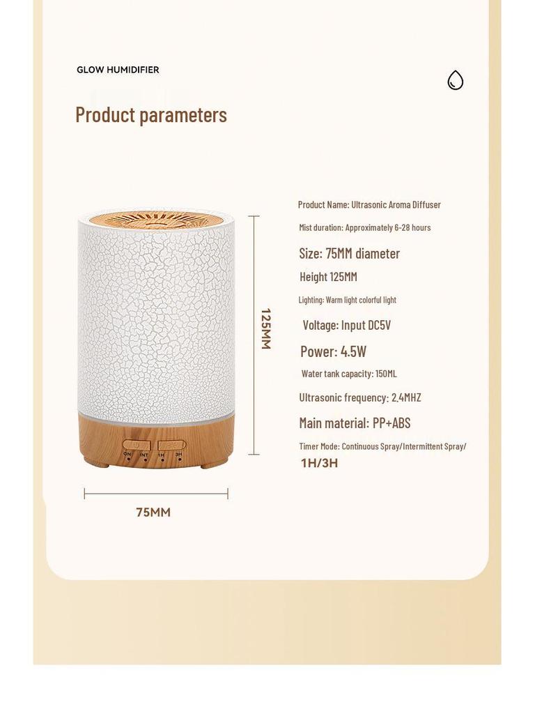 Crackle Ultrasonic Aroma Diffuser & Humidifier for Bedroom
