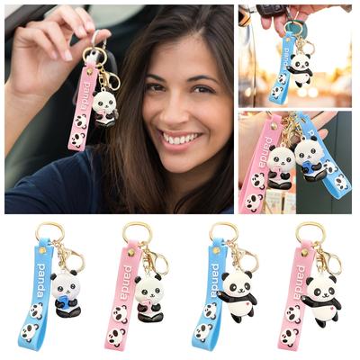Držák na klíče Kreslený Roztomilá Panda Klíčenky Zvířata Klíčenka Dárek Přívěsek PVC Autopříslušenství
