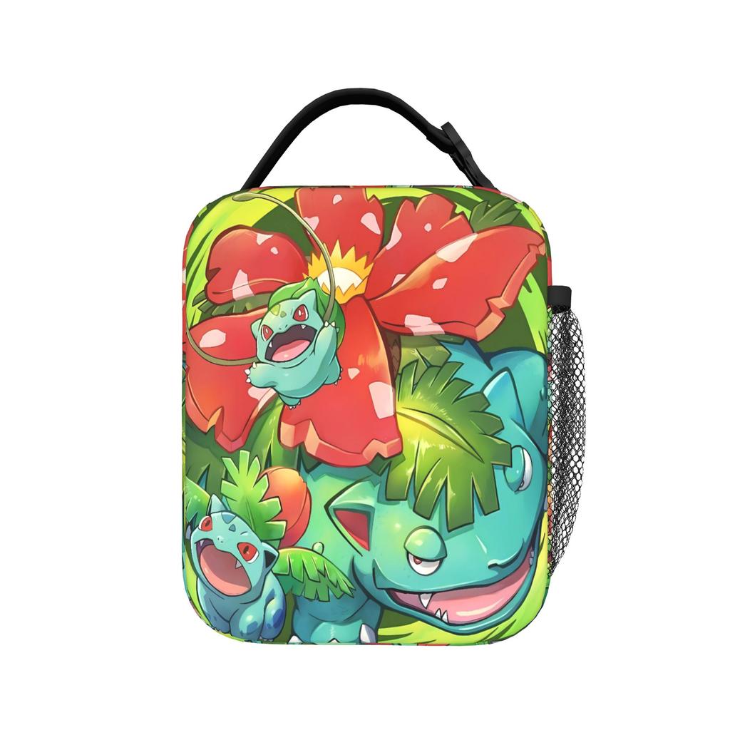 Bulbasaur Group Anime Lunch Bag School Portable Lunch Box For Girls Oxford Designer Cooler Bag