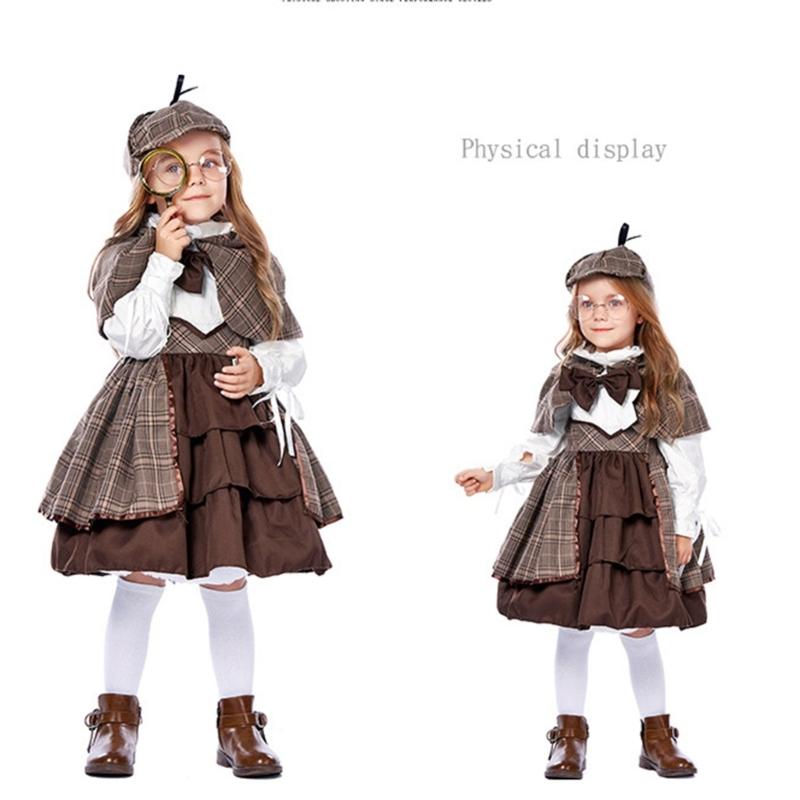 Detective Costume Accessorise for Kids Girls Detective Hat Glasses Sherlocks Detective Kit Girl British Preppy Outfit