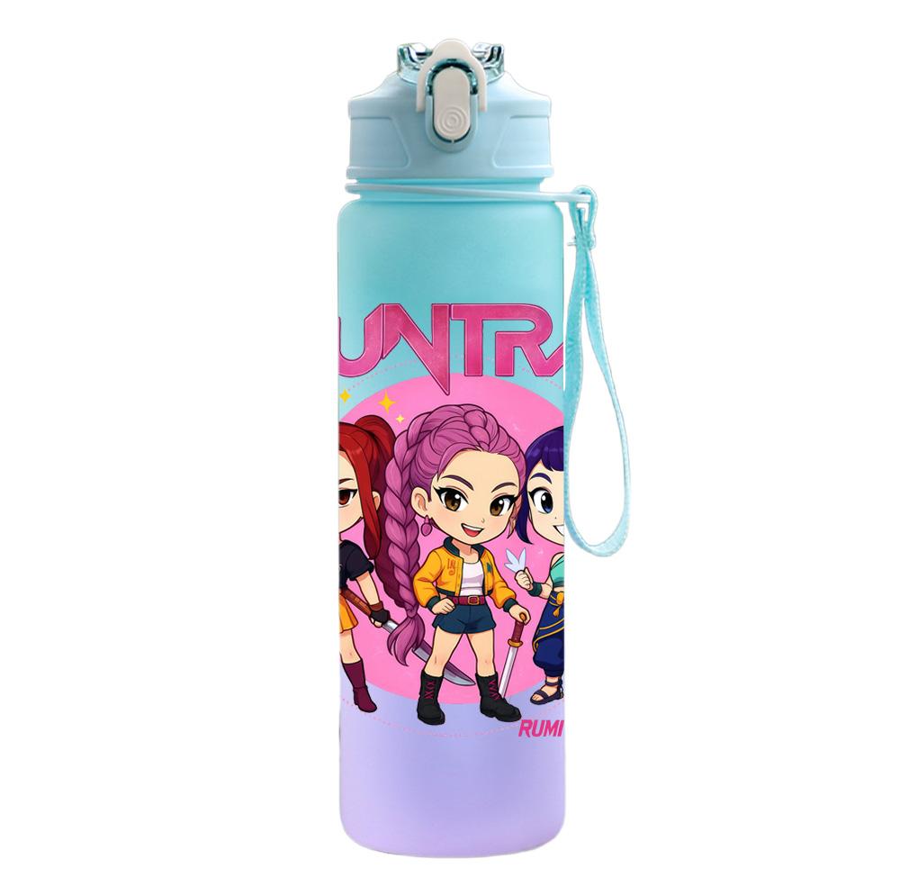 750Ml Water Bottle Cartoon K-Pop Demon Hunters Printed Large Capacity Drinking Cup Portable Outdoor Sports Water Cup Children Kid Gift