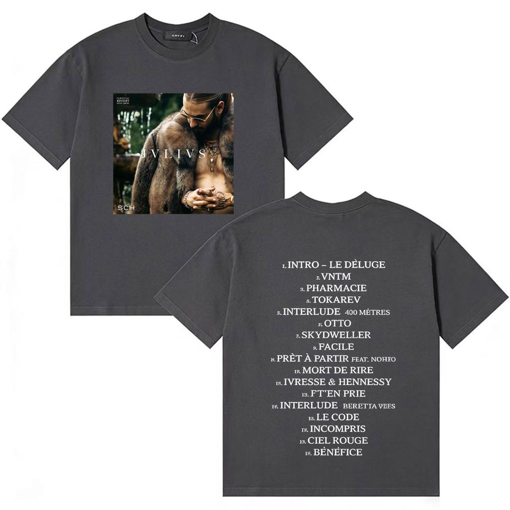 French Rapper SCH JVLIVS Tour Inspired Gothic High Quality Casual Oversized TShirt Unisexs Womens Cozy Summer Tee Shrits Teenagers