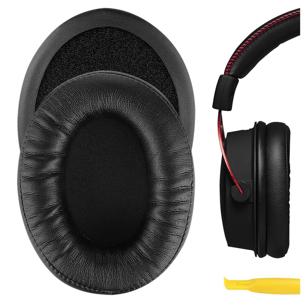 Geekria QuickFit Ear Pads Compatible with HyperX Cloud Alpha Gaming Ear Cups Headphones, Pads/Ear (Protein Leather/Black)
