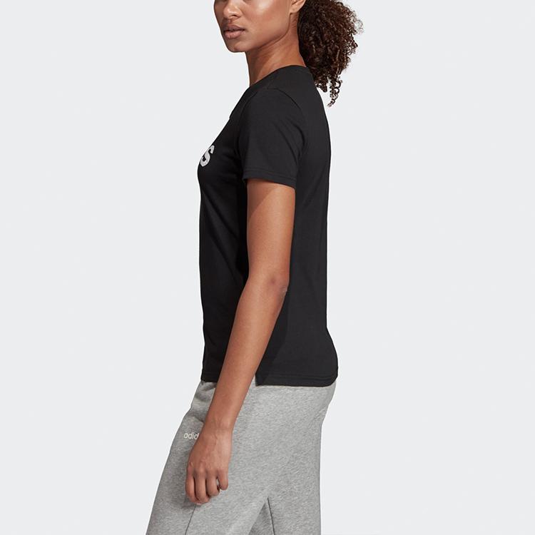 Adidas Logo Print Casual Round Neck Short Sleeve T-Shirt Women T-Shirts Black EI4569