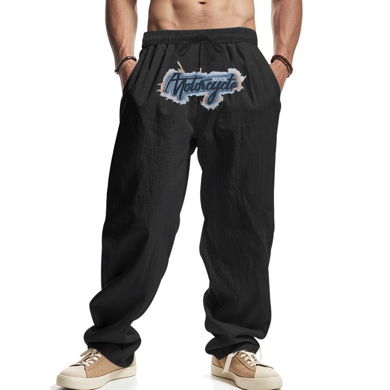 

Loose Wide-leg Hip-hop High Street Trend Washed Embroidered Casual Sports Trousers XXXL чёрный