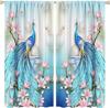 2pcs Golden Peacock Printed Polyester Fiber Chinese Style Curtains, Suitable For Bedroom Office Kitchen Living Room Study Hoom