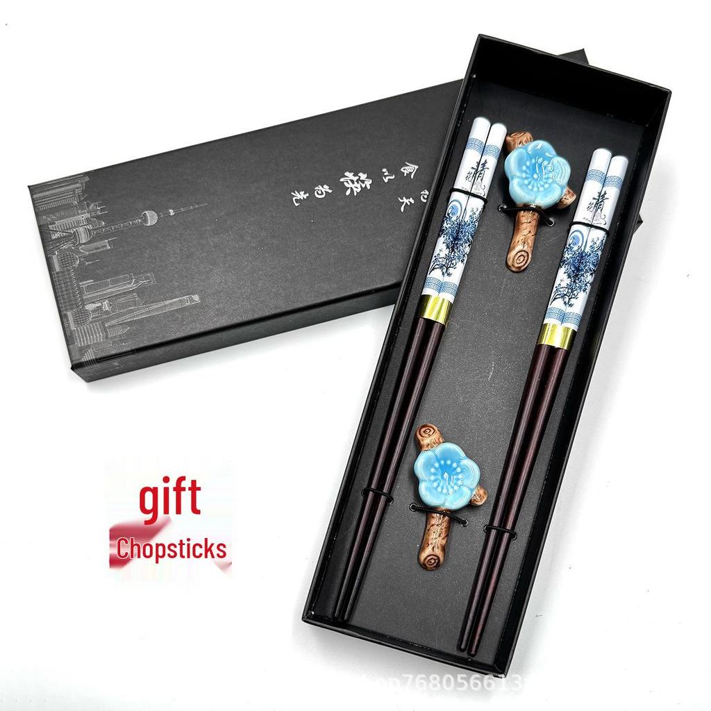Chinese Style Wooden Chopsticks Gift Set - 2 Pairs for Travel Souvenir or Business Gift