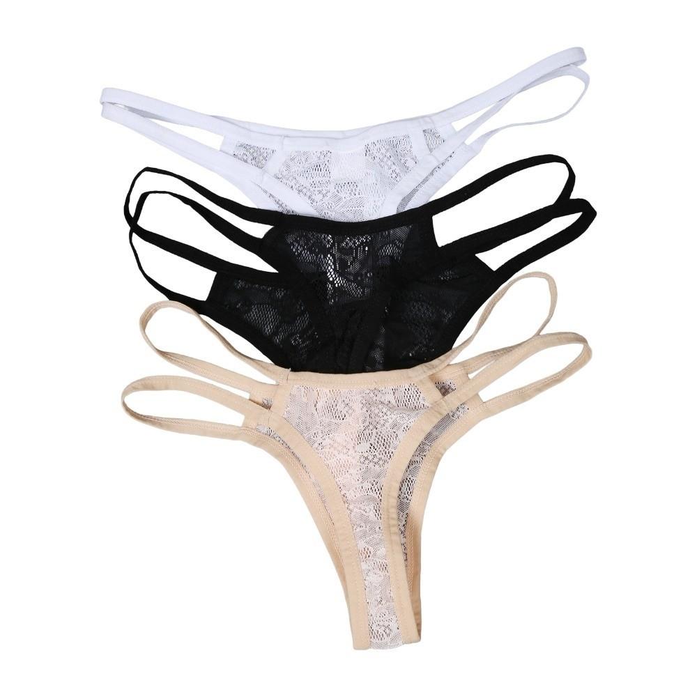 Thin Strap Men Lace Hollow Thongs Underpants Male Briefs Breathable Men's Lace Panties  Summer