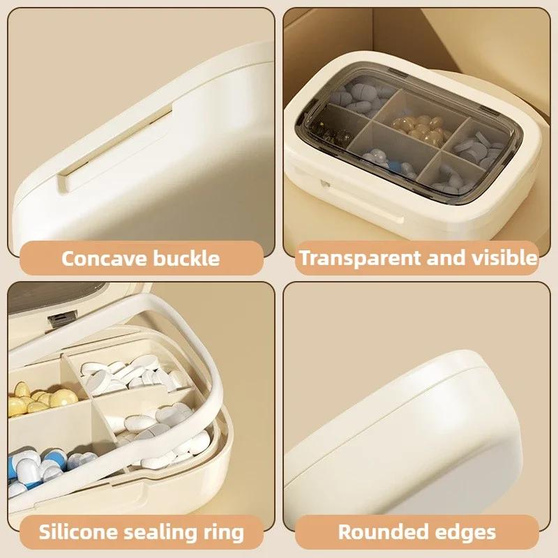 Portable Travel 4/6 Grids Storage Box Travel Week Medicine Box Transparent Sealed Moisture Proof Plastic Travel Medicine Storage