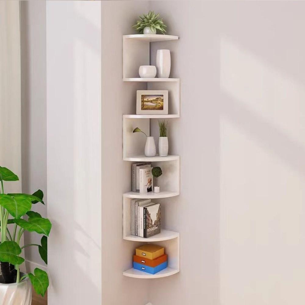 Compact Design Triangular Corner Shelf Space Saving Layered Bookshelf  Bedroom