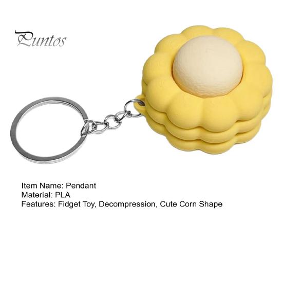 Soft Texture Keychain Corn Shape Fidget Toy, 3D Printed Decompression Button Pendant, Pendant Stress Relief Smooth Keyring, for Students Adults