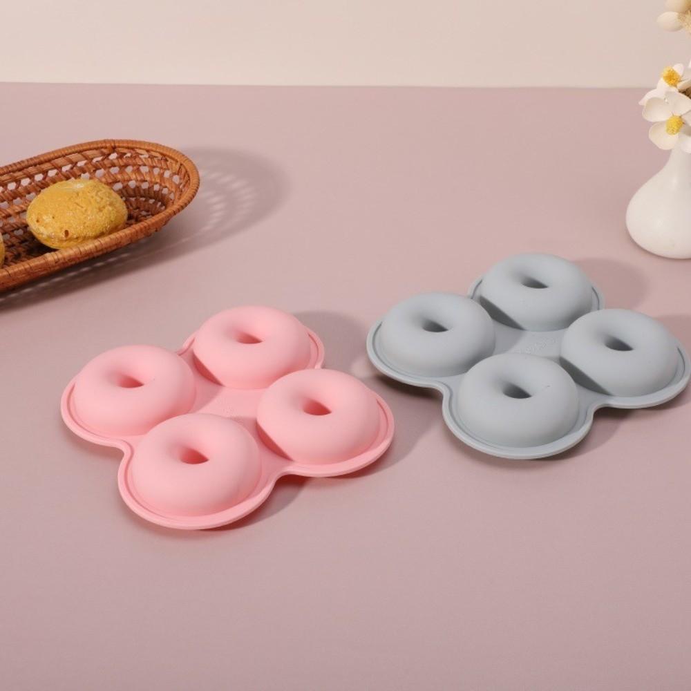 New Soft Silicone Donut Mold Reusable 4 Cavity Doughnut Pan Easy To Demold Multi-functional Cake Making Tools for Air Fryer