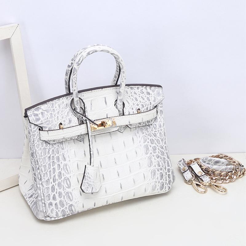 Commercio estero nuova borsa in pelle atmosferica platino borsa a mano con motivo a spina di coccodrillo borsa a spalla singola crossbody alla moda borsa grande da donna