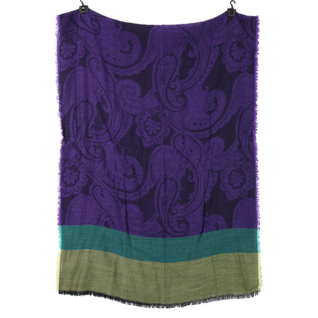 ETRO [Good Condition] Paisley Silk Blend Large Size stole Purple x greenUsed