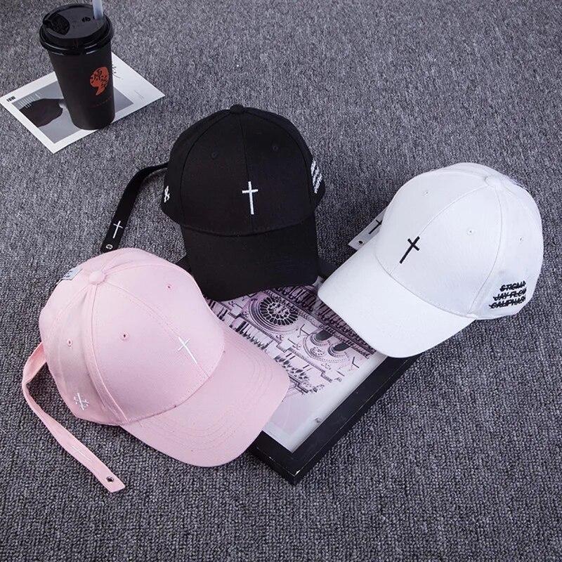 Nowa czapka baseballowa z haftem krzyżykowym damska na zewnątrz zakrzywiona haftowana czapka przeciwsłoneczna czapki snapback bone hip hop casquette