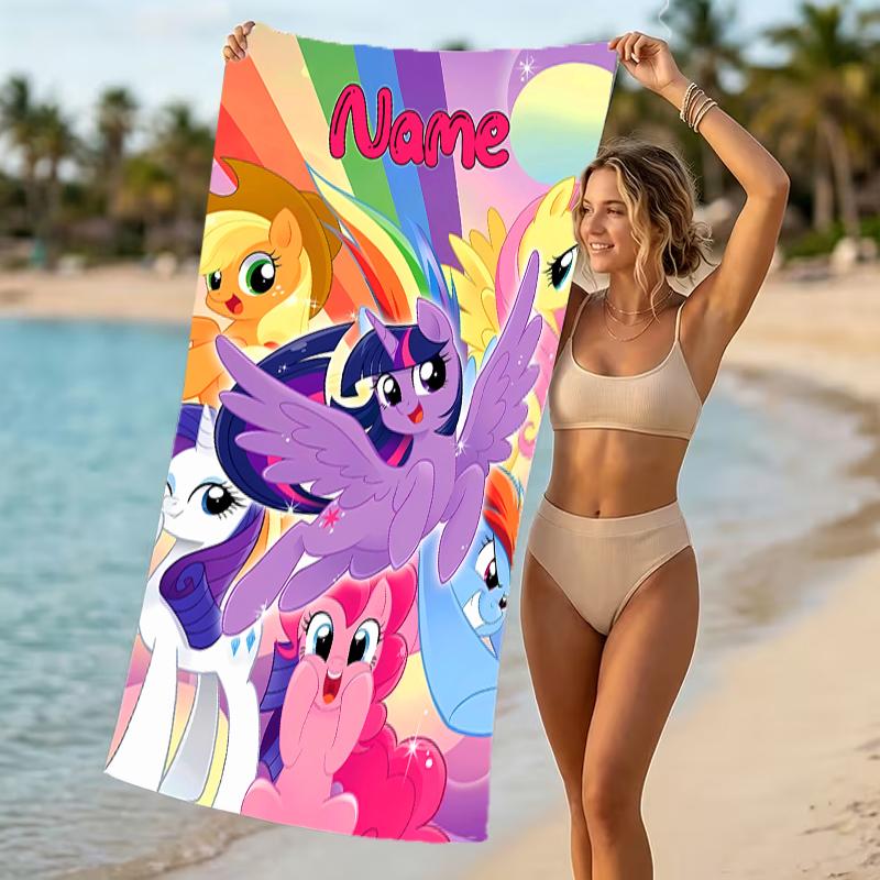 Customizable personalized beach towels My Little Pony themed designs.Suitable for the beach, yoga, sports;ideal as beach accessories