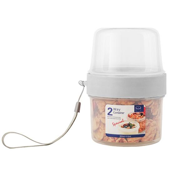 Matbehållare Dubbla Lager Multifunktionell Transparent Bärbar Yoghurt Müsli To-Go Behållare för Baby