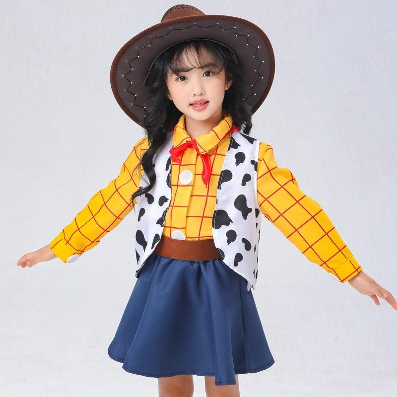 Woody Play Costume Children's Toy Story Animated Game Suit Denim Skirt