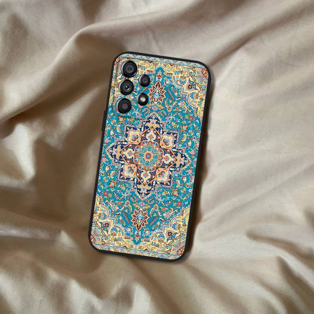 Persian Carpet Floral Pattern Phone Case For Samsung Galaxy A20,A21s,A22,A31,A32,A52,A53,A72,73,A80 Soft Black Cover