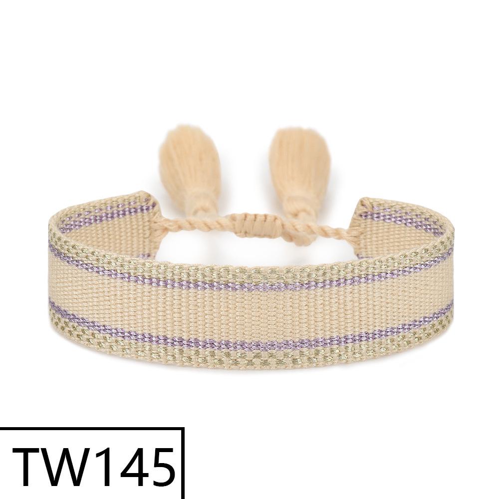Handmade Bohemian Embroidered Logo Tassel Bracelet - Ethnic Style Friendship Band