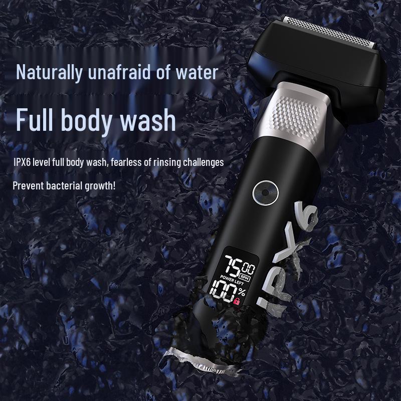 2025 High-Power Men's Electric Shaver with Digital Display & Washable Five-Blade Beard Trimmer