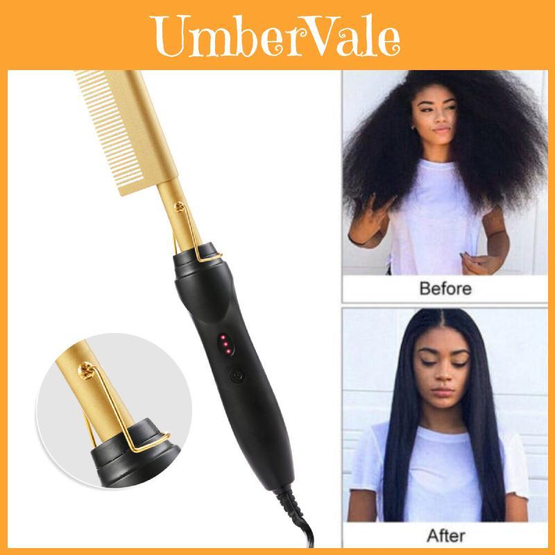 Comb Hot Hair Straightener Professional Press Comb Electric Curler Portable