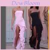 Sexy Strapless Evening Dress With Ruffle Trim And Side Slit For Party And Formal Events
