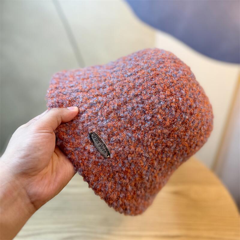 

New autumn and winter wool knitted warm and comfortable fisherman s hat children outdoor cold protection ear protection versatile bucket Adult average size кирпич красный