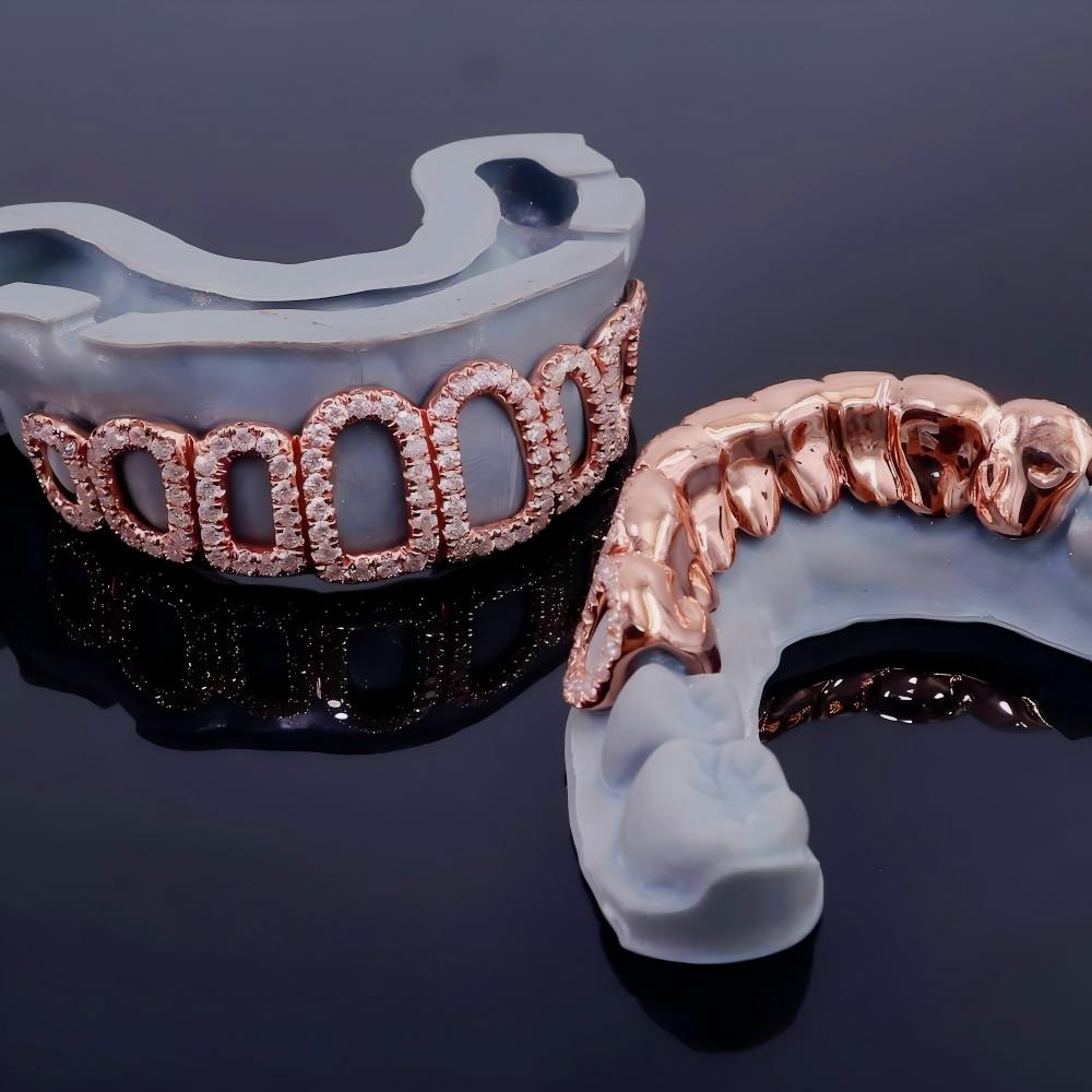 Design Made Open Face Teeth Grillz Jewelry Vvs Moissanite Diamond  925 Sterling Silver Hip-hop Iced Out Grillz for Men