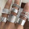 925 Sterling Silver Rings for Women Couple Minimalist Handmade Simple Wide Cross Line Ring Fine Jewelry Gift Prevent Allergy