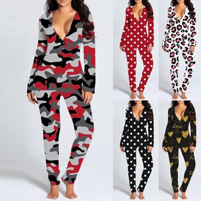 Γυναικεία casual μακρυμάνικη πιτζάμες για ενήλικες με αποσπώμενη εκτύπωση με κουμπιά