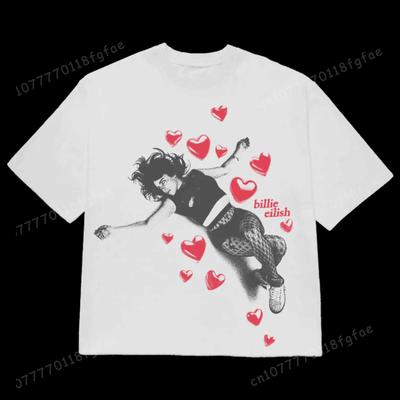 T-shirt de concert de la tournée 2024 B-Billie Eilish T-shirt décontracté Hip Hop T-shirt à col rond à manches courtes Mode Hommes Femmes T-shirts de luxe de haute qualité