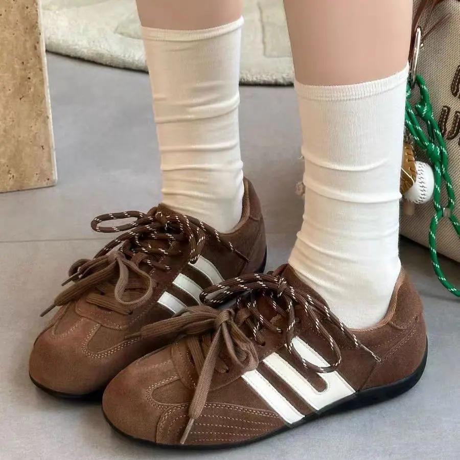 

Women s Red Suede Casual Sneakers Non-slip Low-top Lace-up Walking Shoes 44 кавовий