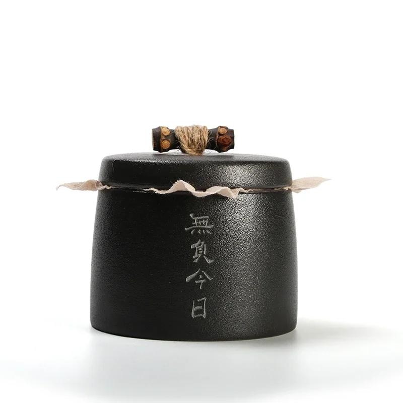 Keramik Feuchtigkeitsdichter Versiegelter Behälter Teebehälter Organizer Heimaufbewahrungsbehälter Retro Schwarz Keramik Feuchtigkeitsdichte Versiegelte Dose Teedose