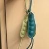 Handmade Pea Shape Key Holder Youthful Backpack Ornament Leather Texture Unique Key Pendant Suitable for Key and Car