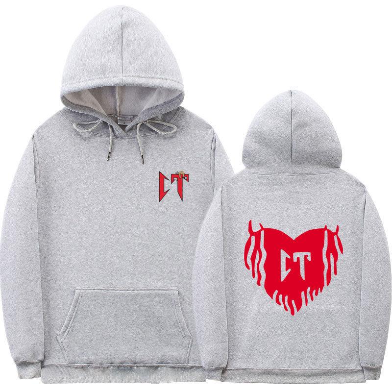 Ribbed bottom pendulum fashion printed sweatshirt loose hoodie autumn and winter men's and women's casual sports sweater top jacket