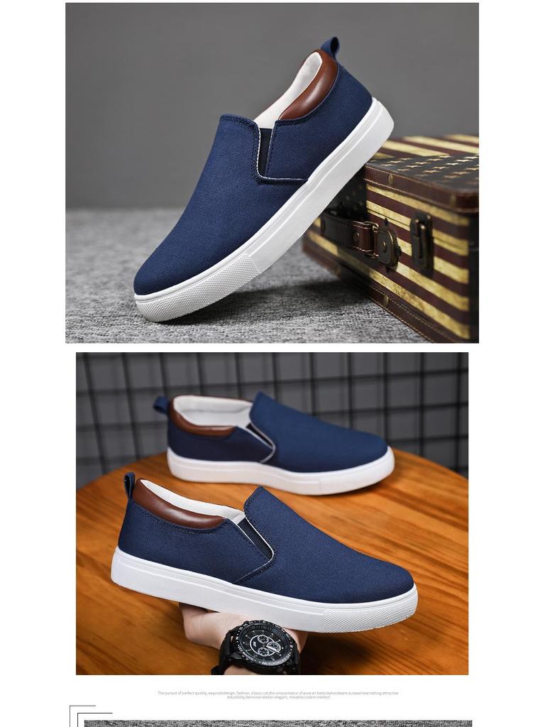 2024 Plus Size Men's Korean Slip-On Canvas Shoes - Old Beijing Style