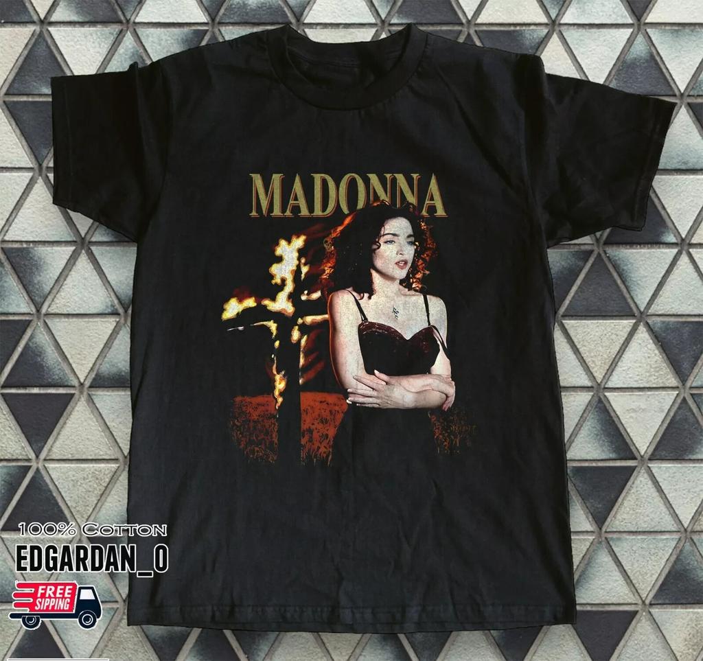Vintage Madonna Like A Prayer Graphic Black Unisex T-shirt S-4XL