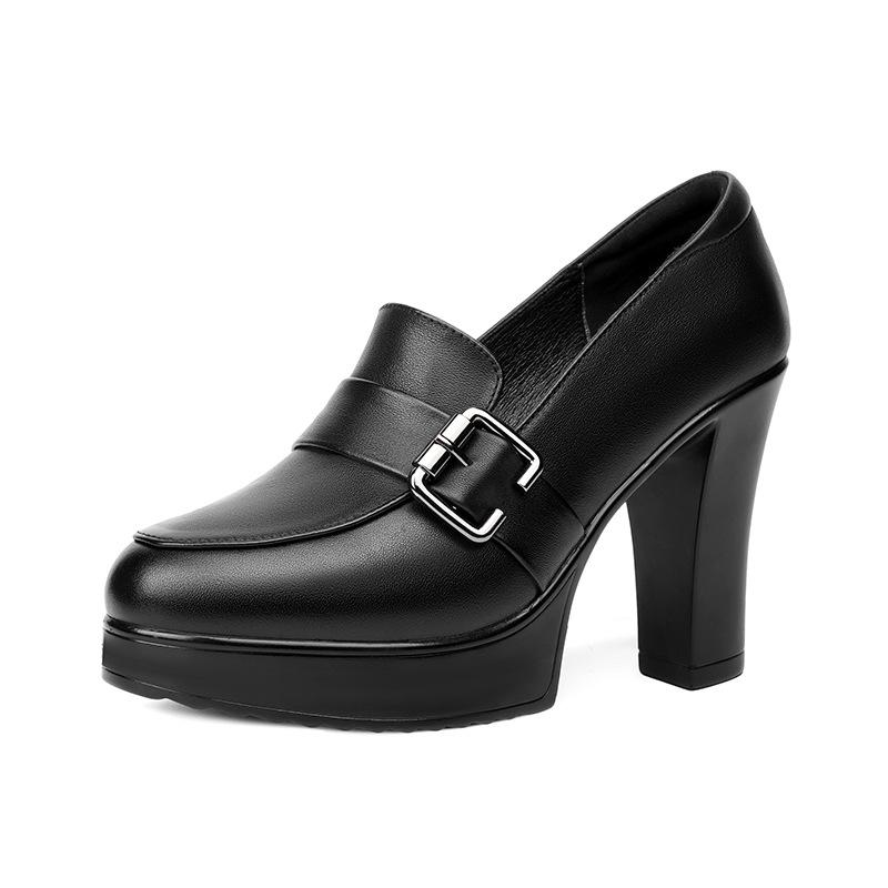 5cm 7cm 9cm Elegant Deep Mouth British Style Soft Leather Loafers Platofrm Pumps 2025 Trend Spring Med Block Heels Shoes Office